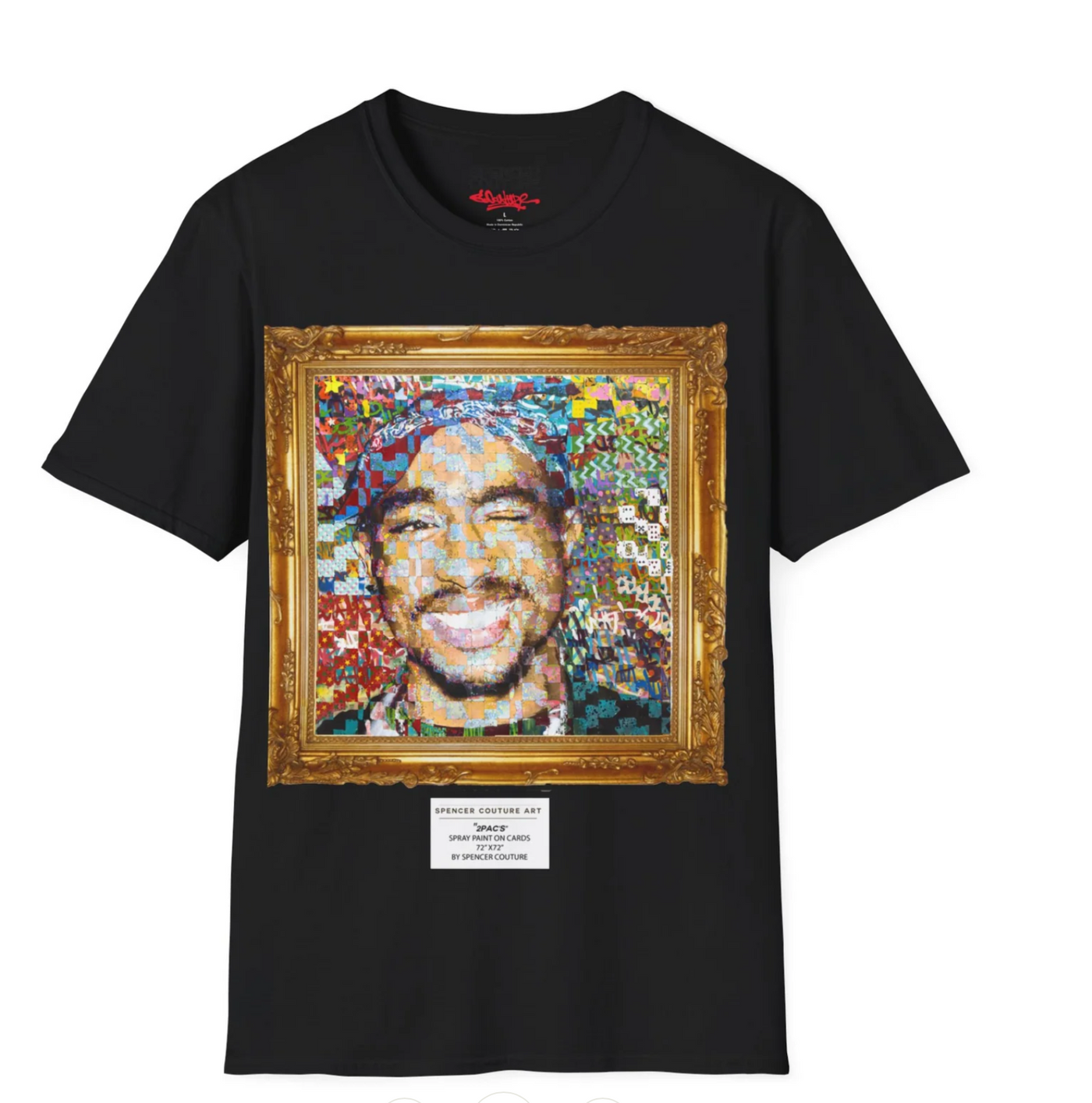 Cotton T-shirt with Spencer Couture's vivid art on the back. Features detailed print of original artwork, bringing wearable art to life. Includes an artistic label. Comfortable, classic fit