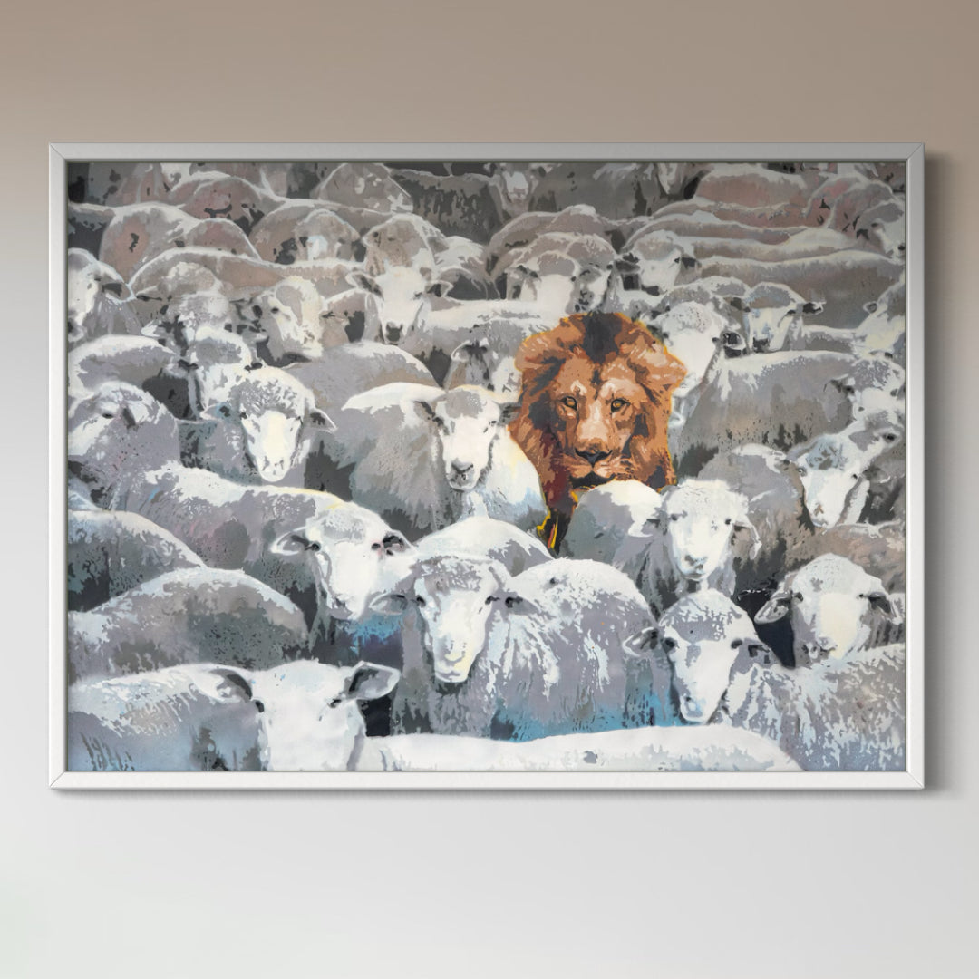 Lion Among Sheep - Limited Edition Street Art Print by Spencer Couture